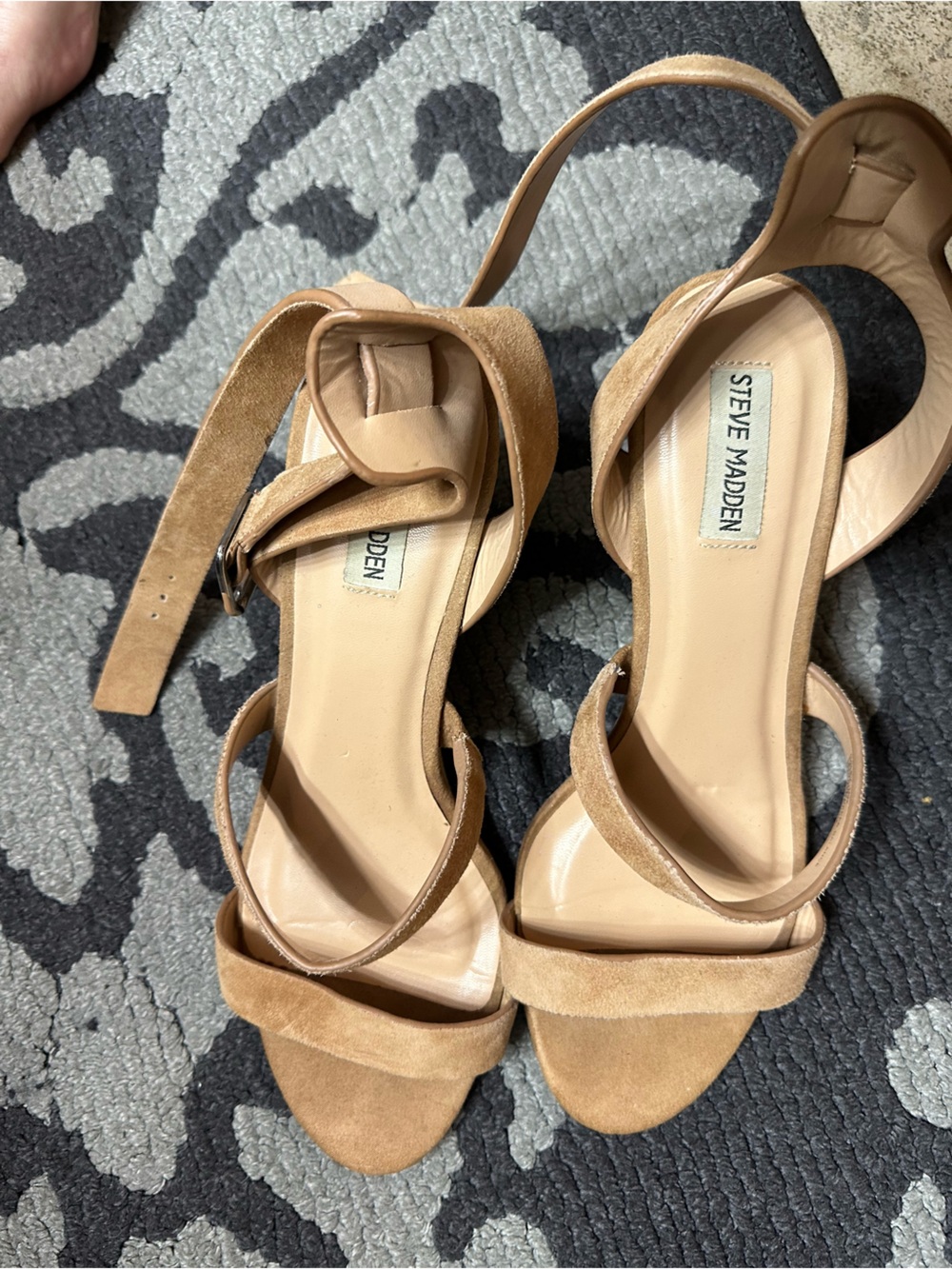 Steve Madden Beige Suede Ankle-Strap Heels